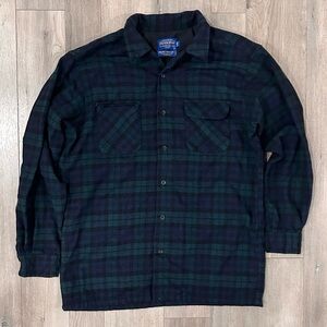 Pendleton Wool Plaid Shirt Jacket - Green and Black